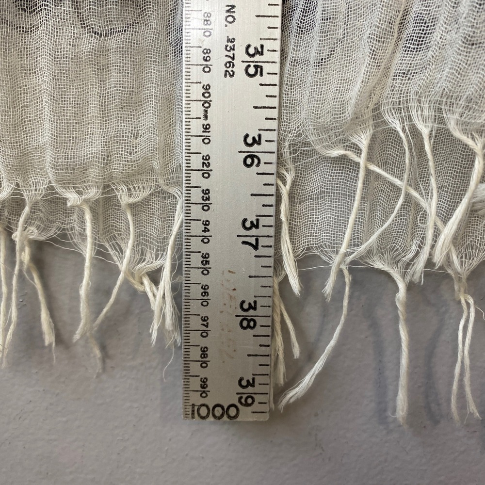 Grey White Eyelet Embroidered Fringe Oblong Scarf Lightweight Boho Wrap - Picture 10 of 11